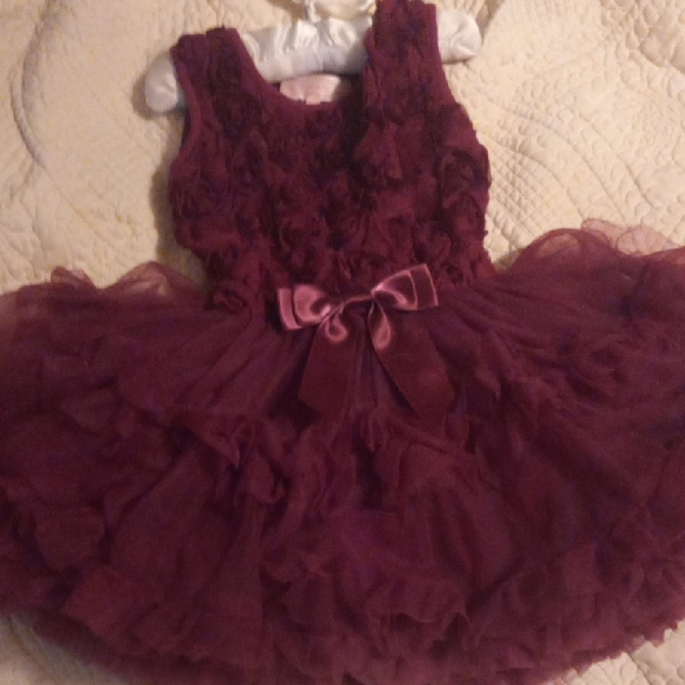 Popatu Burgundy Rosette Dress